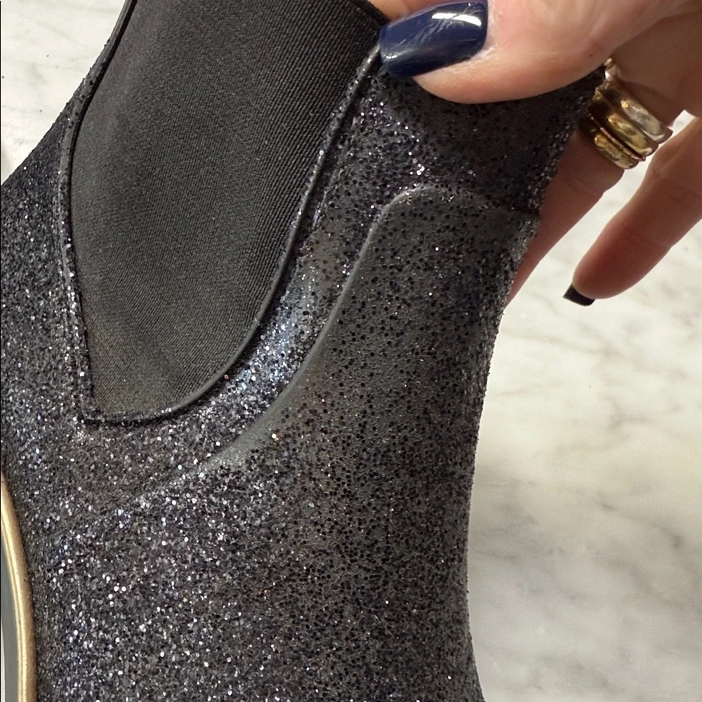 Kate Spade Navy Glitter Sedgewick Slip on Chelsea Rain Boot Size US10/11